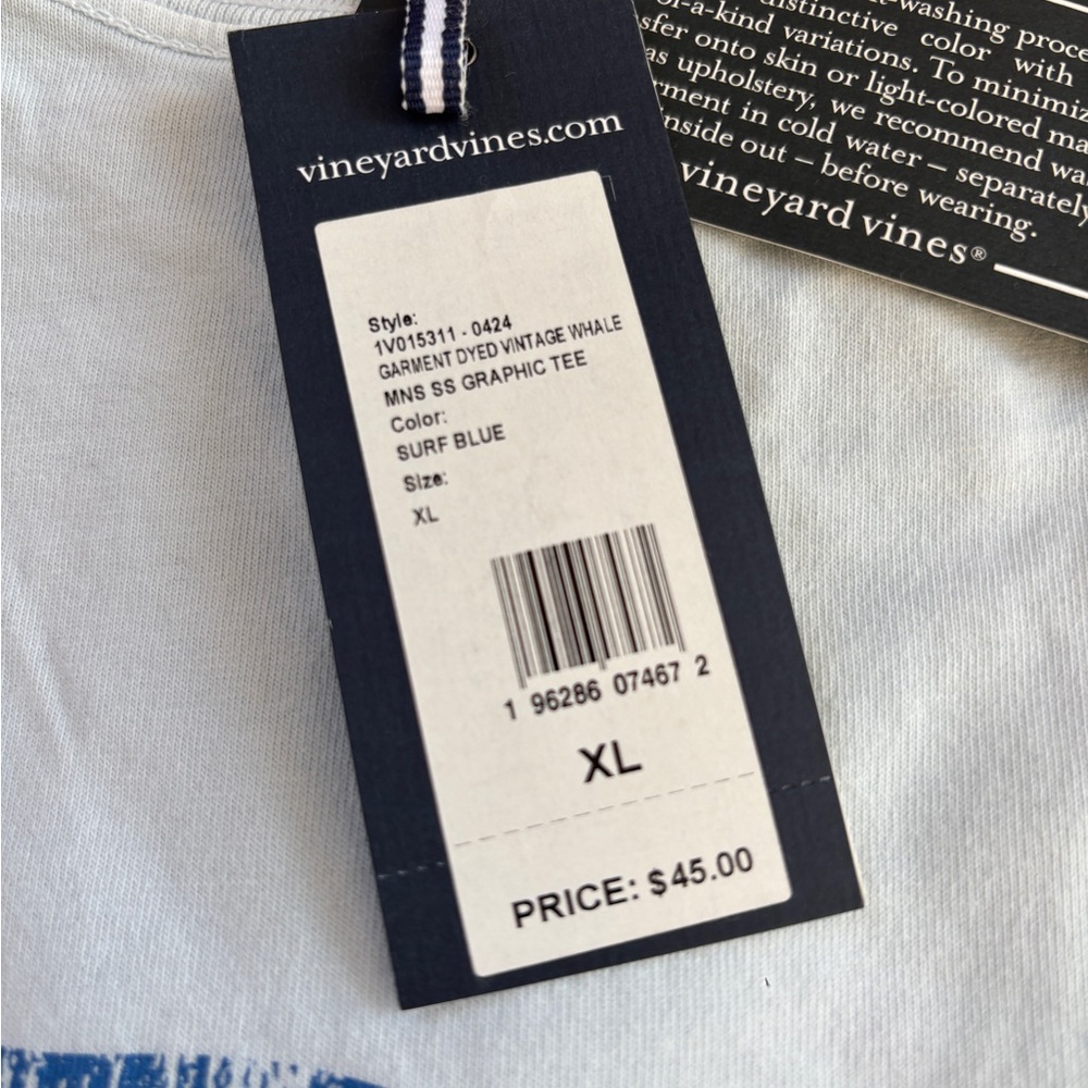 Vineyard Vines Men's Surf Blue Vintage Whale Pocket Tee - Picture 4 of 6
